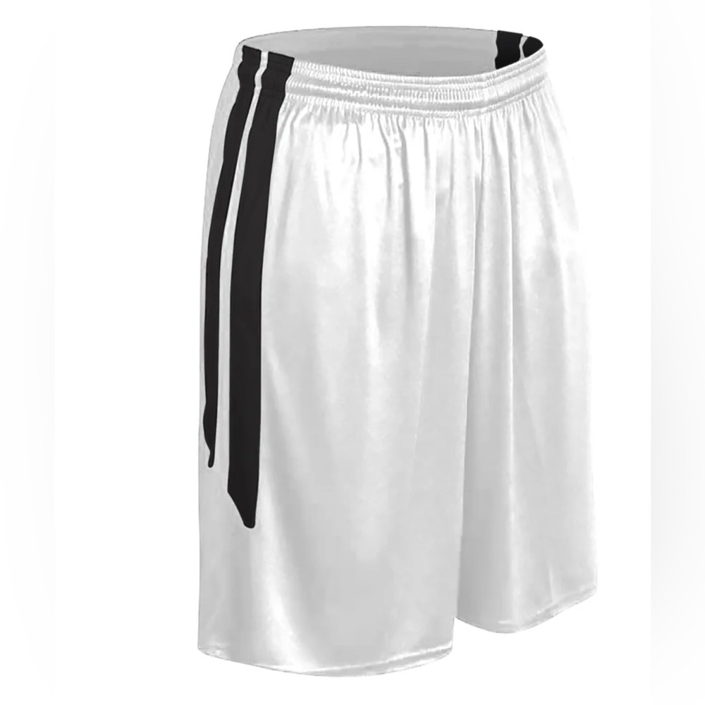 Champro white with black double stripe basketball shorts adult small